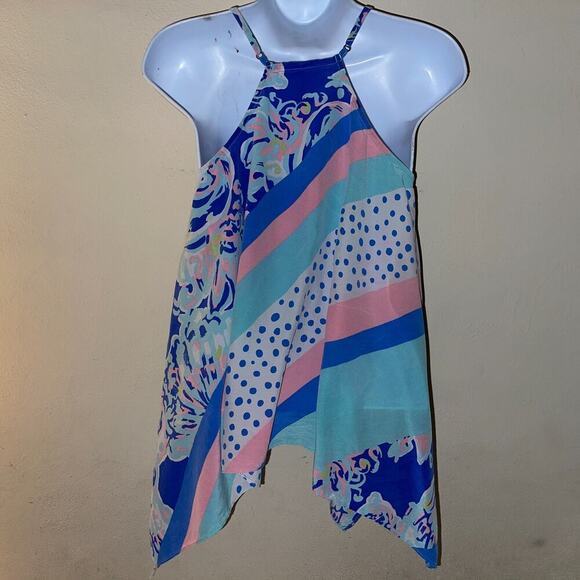 Lilly Pulitzer Alora Silk Tank Top Women’s Size S Handkerchief Hem - Picture 5 of 7